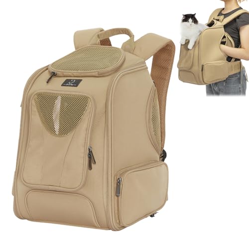 A 4 Pet Leichter Hunderucksack Rucksack für Katzen & Kleine Hunde Katzen Reiserucksack mit Druckreduzierendem Bund, Khaki/M von A 4 Pet