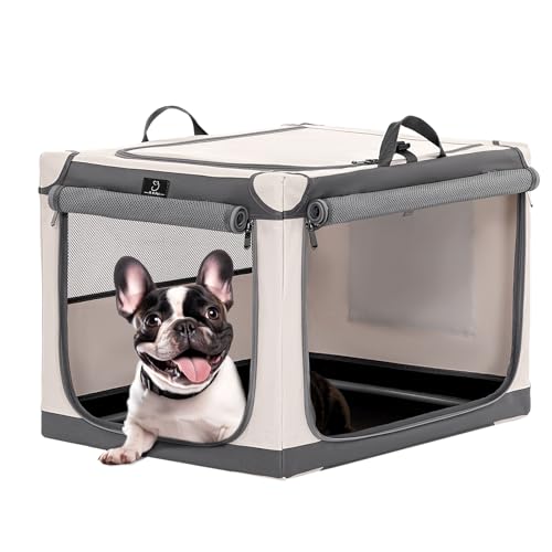 A 4 Pet Hundebox faltbar kleine Hunde Auto Transportbox Hund Soft tragebar Hundebox für zuhause, leicht zu verstauen mit montiertem Aluminium Rahmen, einstellbare Kompatibilität(S, Grau) von A 4 Pet