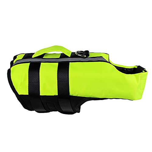 Pet Hundeschwimmweste Hunde Schwimmwest Badeanzug Dog Life Jacket Verstellbare Hundeschwimmweste mit Airbag Griff Reflexstreifen (L, Grün) von A-QMZL