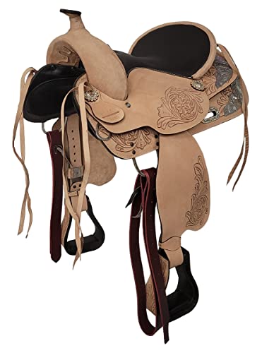 A&M Reitsport Baumloser Westernsattel Kansas aus Büffelleder Eco, wechselbares Kopfeisen, Größe:16 Zoll von A&M Reitsport