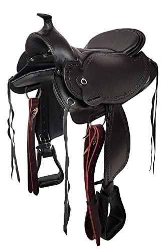 A&M Reitsport Baumloser Westernsattel Michigan Schwarz aus Büffelleder mit Klettkissen, Größe:17 Zoll von A&M Reitsport