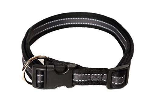 A. Hoffmann GmbH Hundehalsband, Soft Grip, schwarz/Silber, 30-50cm, 20mm, mit Zugentlastung, Ziernähte reflektierend, Kanten weich gepolstert von A. Hoffmann GmbH