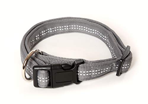 A. Hoffmann GmbH Hundehalsband, Super Soft, Silber, 30-50cm, 20mm, mit Zugentlastung, reflektierend von A. Hoffmann GmbH