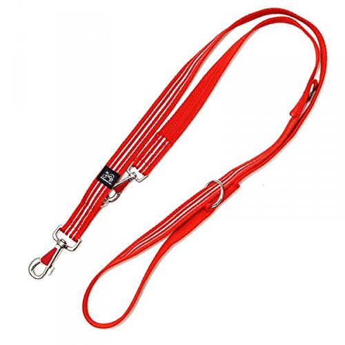 A. Hoffmann GmbH Nylonleine, Führleine Reflexband rot, 3-Fach verstellbar 100-210 cm, 20 mm - passend zu den Feltmann Hundegeschirren von A. Hoffmann GmbH