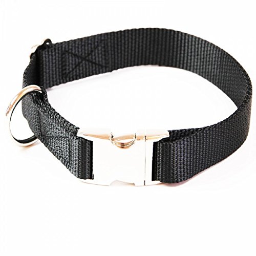 A. Hoffmann GmbH Premium Hundehalsband, Alu-Max®, Soft Nylon, Uni Schwarz, 30-50 cm, 20 mm von A. Hoffmann GmbH