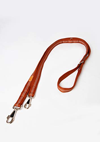 A. Hoffmann GmbH Super Soft Nylonleine, Führleine, 3-Fach verstellbar 100-210 cm, 15 mm - passend zu den Feltmann Hundegeschirren, inneliegend ausgepolstert, reflektierend, Cognac von A. Hoffmann GmbH