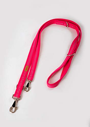 A. Hoffmann GmbH Super Soft Nylonleine, Führleine, 3-Fach verstellbar 100-210 cm, 15 mm - passend zu den Feltmann Hundegeschirren, inneliegend ausgepolstert, reflektierend, pink von A. Hoffmann GmbH