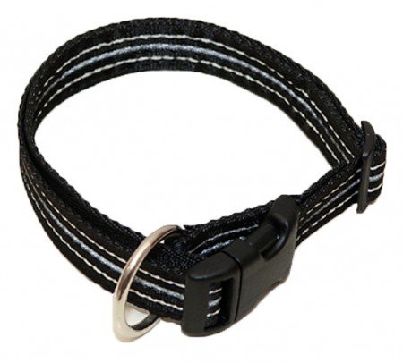 Hundehalsband, Wienerlock®, Soft Nylon, Reflektierend, Schwarz, 45-70cm, 25mm, mit Zugentlastung von A. Hoffmann GmbH