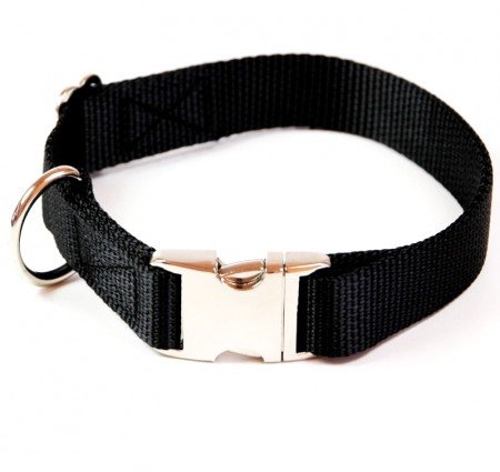 Premium - Hundehalsband, Alu Max® Steckschloß, Metall, 25 mm Bandbreite, 45 - 70 cm Halsumfang, uni schwarz von A. Hoffmann GmbH