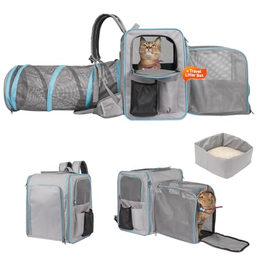 Katzenrucksack, erweiterbarer Haustier-Tragerucksack mit Katzentoilette von A.FATI