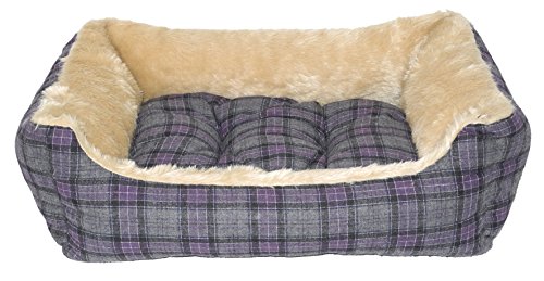 A.K. for Pets 15143 Hundebett Helena eckig Plus Wendekissen, beige/Karo von A.K. for Pets