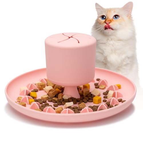 AAA AMUSANG Slow Feeder Katzennäpfe Silikon Katzen Futternäpfe mit Saugnäpfen, Anti-Ersticken, Anti-Rutsch-Design, reduziert Langeweile, Angst, ideal für mittelgroße bis kleine Katzen - (Rosa) von AAA AMUSANG