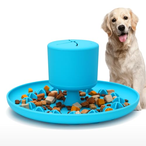 Hund Slow Feeder Bowl, Silikonmaterial Hundespielzeug Schüssel, Hund Spaß Slow Feeder, Saugnapf Hundenapf Slow Feeder, Leicht, Langlebig und Leicht zu Reinigen Hund Feeder Blau von AAA AMUSANG