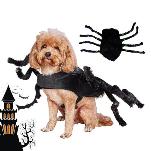 AAKOMA Beleuchtetes Spinnenhund-Kostüm | Verstellbares Spinnen-Kostüm mit gruseligen pelzigen Pfoten | Halloween-Dekoration für Halloween-Party, Festivalparade, Mottoparty von AAKOMA