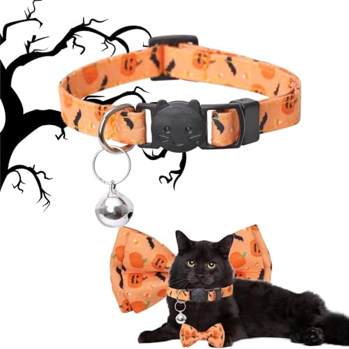 AAKOMA Halloween Hundehalsband - Verstellbare Halsbänder für Hunde und Katzen mit Abnehmbarer Fliege - Festival-Haustierdekorationen für Zuhause, Fotografie, Hochzeit, Spazierengehen, Reisen von AAKOMA