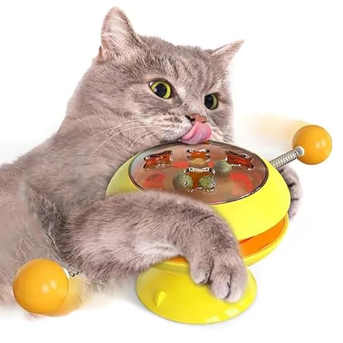 AAKOMA Katzenminze-Spinnball-Spielzeug | Katze Spinner Spielzeug Saugnapf - Lustiges neckendes Katzen- -Windmühlenspielzeug, interaktives Katzenminze-Spielzeug für Erwachsene Katzen von AAKOMA