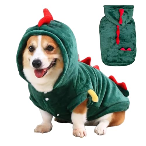 AALLYN Dinosaurier-Hunde-Kapuzenpullover, Dino-Hunde-Kapuzenpullover | Hundekleidung Katzen-Hoodies | Atmungsaktives Weihnachts-Halloween-Hundekostüm für kleine Welpen, Hunde und Katzen von AALLYN