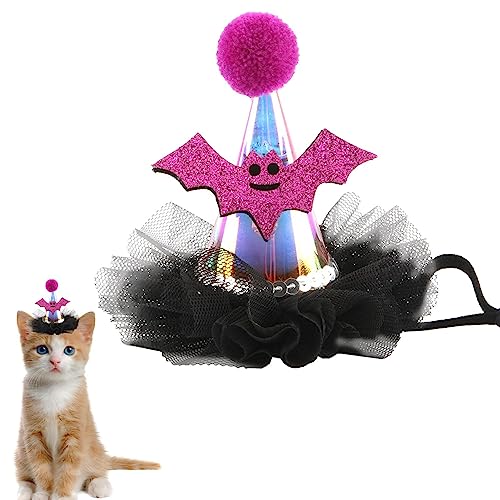 AALLYN Halloween-Hundemütze,Haustier-Kostüm-Bandana-Mütze | Halloween-Halloween-Haustierhut mit Fledermaus-Kürbis-Muster, weiches Hunde- und Katzen-Kostüm für Katzenhaustiere von AALLYN