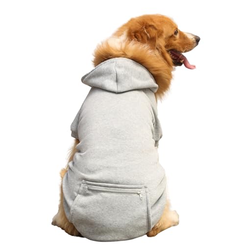 AALLYN Hunde-Kapuzenpullover für große Hunde - Selbstklebender Wintermantel für Hunde mit Tasche,Warme Hundekleidung, trendiges Hundezubehör für Outdoor, Abenteuer, Wandern von AALLYN