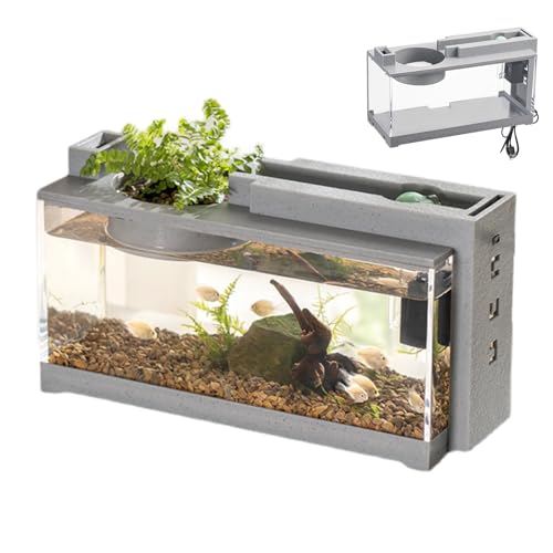 AALLYN Kleines Aquarium, Aquarium, Glasaquarium, Modernes, leises Desktop-Aquarium mit Luftpumpe für Algen, kleine Korallen, Betta-Fische, Garnelen, Goldfische, Schildkröten, Reptilien, Moos, von AALLYN