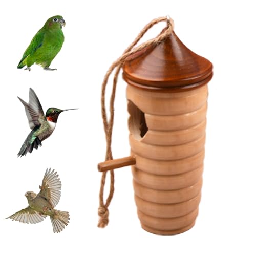 AALLYN Vogelhäuser aus Holz,Kolibri-Häuser für draußen,Vogelhäuschen Naturgarten draußen - Hängendes Kolibri-Nisthaus, Nest für Wildvögel, Kolibri, Spatz, dekorative Gartendekoration von AALLYN