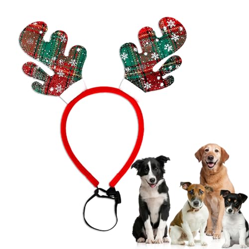 AALLYN Weihnachtsgeweih-Stirnband,Haustiere Rentiergeweih Kopfbedeckung - Weihnachts-Kopfbedeckung für Welpen, Rentier-Haustierkostüme, Zubehör für Kaninchen, Haustiere, Hunde von AALLYN