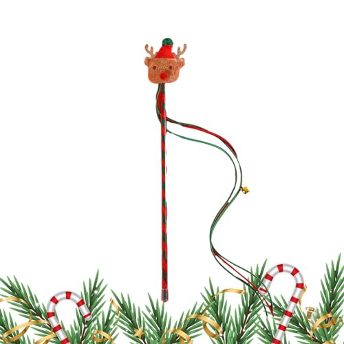 AALLYN Weihnachtsinteraktives Katzenspielzeug,Interaktives Weihnachtsspielzeug für Haustiere - Tragbares Weihnachts-Katzenspielzeug, Katzenfänger, Teaser-Stick zum Beißen, Kauen und Spielen von AALLYN