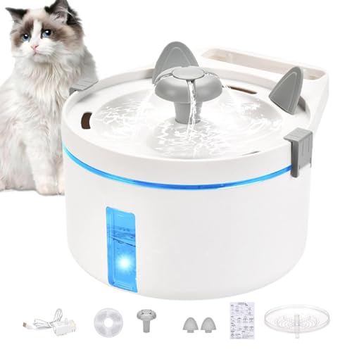 Automatischer Wasserspender für Katzen, Katzenwasserspenderbrunnen - Automatischer leiser Wasserspender | Wiederverwendbarer weißer Trinkbrunnen für Haustiere, innovativer Wasserspender für Katzen und von AALLYN