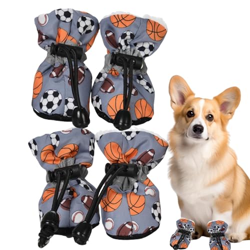 Hundeschuhe für den Winter | 4 Stück Outdoor-schützende warme Schuhe Fleece-Stiefel für Hunde,Warmhaltende Hundeschuhe für Dobermann, Pinscher, Corgi, Pudel, Deutscher Schäferhund Aallyn von AALLYN