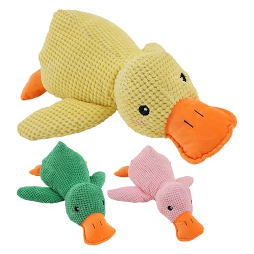 The Mellow Dog Calming Duck Dog Toy | 1/3 Stück beruhigendes Enten Hundespielzeug | Gefülltes Enten Hundespielzeug mit Quietscher | Kreatives süßes Enten Plüsch Kauspielzeug für Hunde, Heimtierbedarf von AALLYN