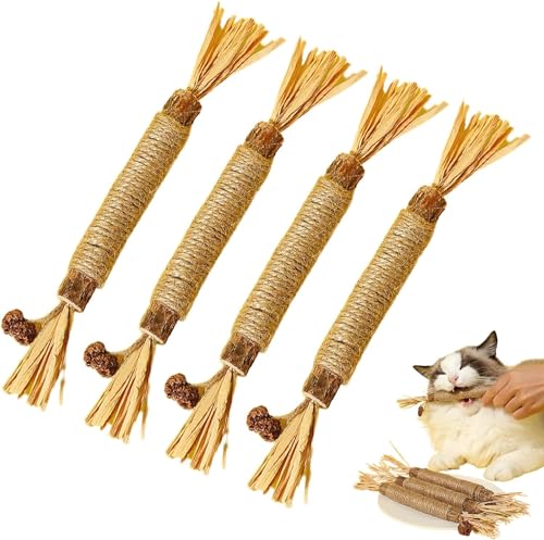 AAPIKA Katzenkaustab, natürliches Silvervine Stick, Katzenkauspielzeug, Silvervine Sticks für Katzen, Kauspielzeug für Katzen, Katzenminzestäbchen, Zahnreinigungsspielzeug (4 Stück) von AAPIKA