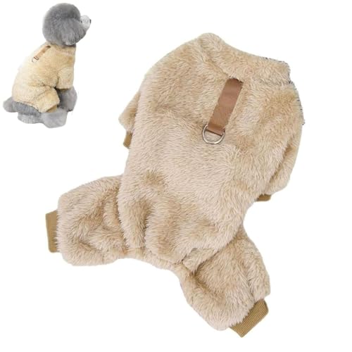 Fleece-Haustier-Overall mit Zugring, Hundepullover, Hunde-Pyjama, warme Hundepullover für kleine, große Hunde und Katzen (Größe XL, Braun) von AAPIKA