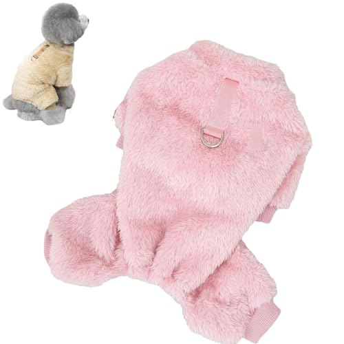 Fleece-Haustier-Overall mit Zugring, Hundepullover, Hunde-Pyjama, warme Hundepullover für kleine, große Hunde und Katzen (L, Rosa) von AAPIKA