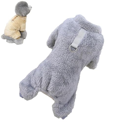 Fleece Pet Elastischer Overall mit Zugring, Hundepullover, Hundepyjamas, warme Hundepullover für kleine große Hunde und Katzen (L,Grau) von AAPIKA