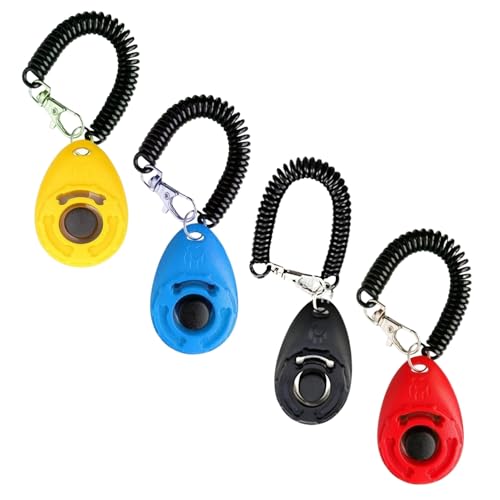 AASPIRE PETS Clicker für Hundetraining mit Handgelenkschlaufe, 4 Stück, mehrfarbig, leicht zu transportieren, perfekt für Hunde, Katzen und Pferde, Verhaltensrichtung von AASPIRE PETS