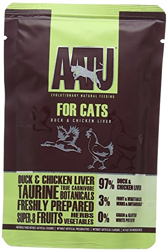 AATU 97/3 Katzenfutter Nass Getreidefrei - Enten- und Hühnerleber, Hoher Fleischanteil, ohne künstliche Geschmacksverstärker, 16 x 85g von AATU