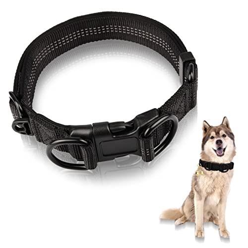 Reflektierendes Hundehalsband, verstellbares Trainings-Nylon-Hundehalsband für alle mittleren und großen Hunde (2,5 cm x (38,1 cm - 55,9 cm), Schwarz von AAfree