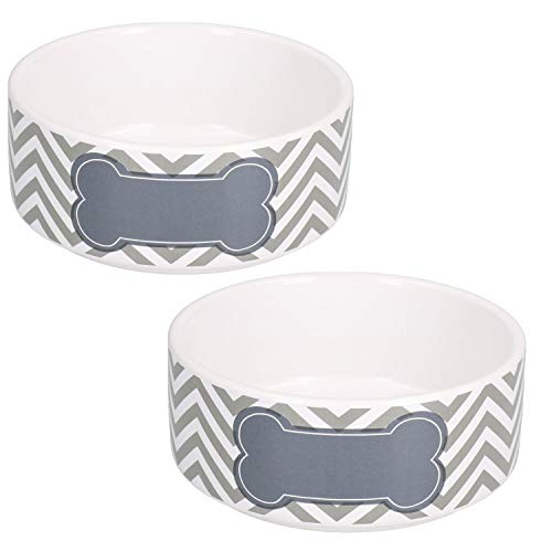 Fressnapf für kleine Hunde, Chevron-Design, Grau, 13 cm, 400 ml, 2 Stück von AB Tools