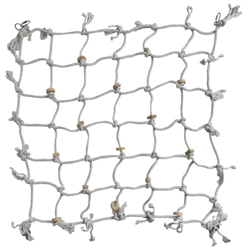 Großes weißes Frachtnetz mit Holzblöcken, Vogelkäfig-Zubehör, Kletterspielzeug von AB Tools