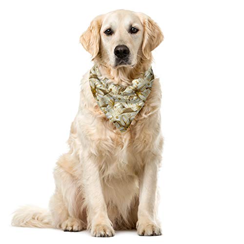 ABAKUHAUS Blumen Haustier Bandana, Blühende Blumen Blütenblätter, 40x40 cm, Weiß, Gelb, Beige von ABAKUHAUS