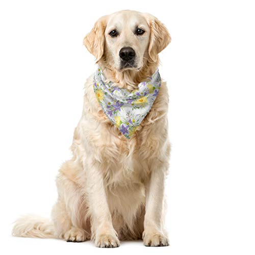 ABAKUHAUS Blumen Haustier Bandana, Kamillen und Glockenblumen, 55x55 cm, Pale Lila Multicolor von ABAKUHAUS