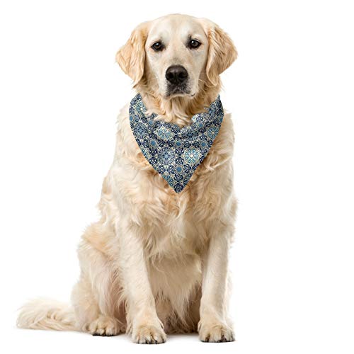 ABAKUHAUS Blumen Hundehalsband Bandanas, Dunkelblau Creme von ABAKUHAUS