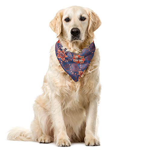 ABAKUHAUS Blumen Hundehalsband Bandanas, Kadett Blau Orange Creme von ABAKUHAUS