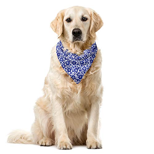 ABAKUHAUS Blumig Hundehalsband Bandanas, Blau Weiß von ABAKUHAUS