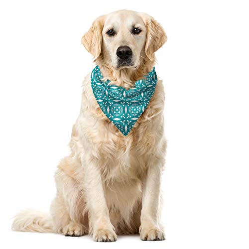 ABAKUHAUS Blumig Hundehalsband Bandanas, Weiß Teal von ABAKUHAUS