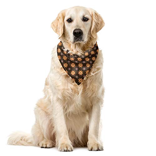 ABAKUHAUS Braun Haustier Bandana, Sommerzeit orange Blume, 40x40 cm, Dark Brown Vermilion von ABAKUHAUS