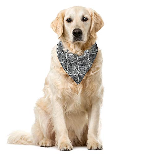 ABAKUHAUS Damast Hundehalsband Bandanas, Schwarz Weiß von ABAKUHAUS