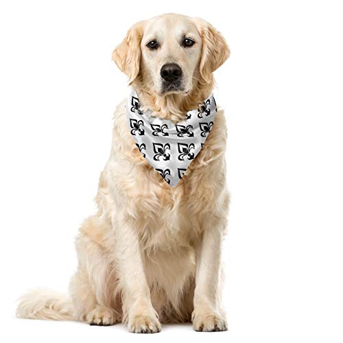 ABAKUHAUS Fleur De Lis Haustier Bandana, West Barock, 55x55 cm, Schwarz-Weiss von ABAKUHAUS