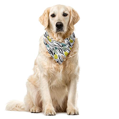 ABAKUHAUS Frühling Haustier Bandana, Vögel und Pflanzen Abstrakt, 40x40 cm, Koksgraue Multicolor von ABAKUHAUS