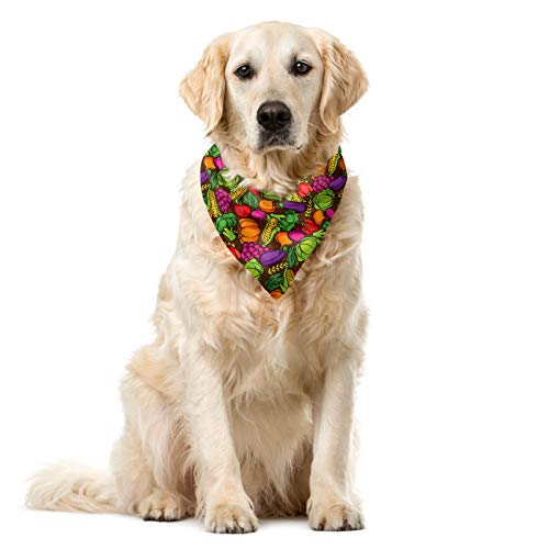 ABAKUHAUS Gemüse Haustier Bandana, Cartoon saisonale Lebensmittel, 55x55 cm, Schokolade Multicolor von ABAKUHAUS